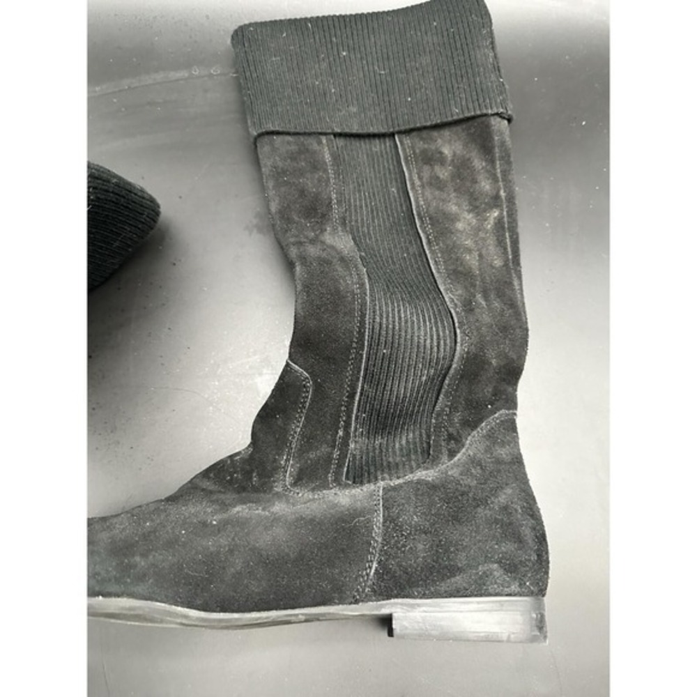Y2K Voodoo Suede Leather Sweater Knit Black Knee High Boots Sz 8.5 - Picture 6 of 7